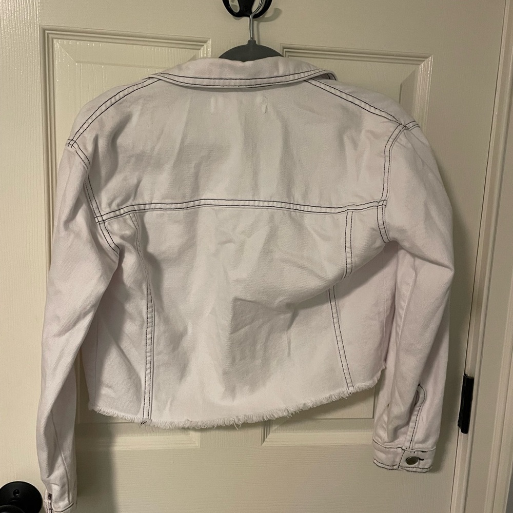 Zara Size Medium White with Black Knit Denim Jacket